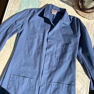 Vintage Red Hat Slate Blue Lab Coat 36